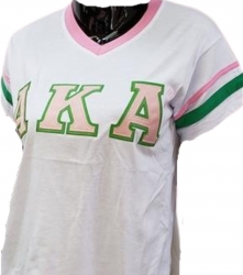 View Buying Options For The Buffalo Dallas Alpha Kappa Alpha Striped V-Neck T-Shirt