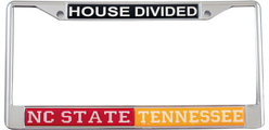 View Buying Options For The North Carolina State + Tennessee House Divided Split License Plate Frame