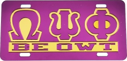 View Buying Options For The Omega Psi Phi Be Owt Insert Outline Mirror License Plate