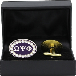 View Buying Options For The Omega Psi Phi Crystal Stones Oval Cuff Links