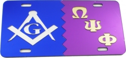 View Buying Options For The Mason + Omega Psi Phi Split Mirror License Plate