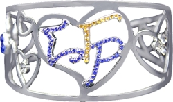 View Buying Options For The Sigma Gamma Rho Color Crystal Filigree Heart Bangle Bracelet