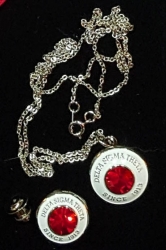 View Buying Options For The Delta Sigma Theta Diamond Cut Signet Stone Lapel Pin and Necklace Set