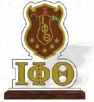 View Buying Options For The Iota Phi Theta Acrylic Desktop Crest With Wooden Base