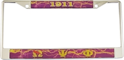 View Buying Options For The Omega Psi Phi Domed Pattern Back License Plate Frame