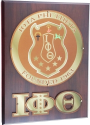 View Buying Options For The Iota Phi Theta Circle Crest Acrylic Topped Wood Wall Plaque