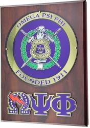 View Buying Options For The Omega Psi Phi Circle Crest Acrylic Topped Wood Wall Plaque