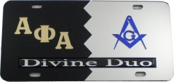 View Buying Options For The Alpha Phi Alpha + Mason Split Divine Duo License Plate
