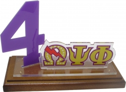 View Buying Options For The Omega Psi Phi Acrylic Desktop Line #4 With Wooden Base