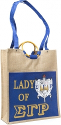 View Buying Options For The Sigma Gamma Rho Lady Pocket Jute Shopping Bag