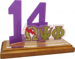 View Buying Options For The Omega Psi Phi Acrylic Desktop Line #14 With Wooden Base