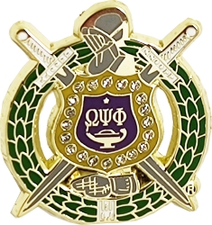 View Buying Options For The Omega Psi Phi Crystal Escutcheon Shield Lapel Pin