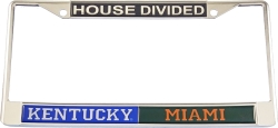 View Buying Options For The Kentucky + Miami House Divided Split License Plate Frame