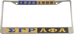 View Buying Options For The Sigma Gamma Rho + Alpha Phi Alpha Split Founder Year License Plate Frame