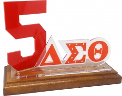 View Buying Options For The Delta Sigma Theta Acrylic Desktop Line #5 With Wooden Base