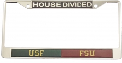 View Buying Options For The South Florida + Florida State House Divided Split License Plate Frame