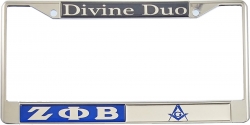 View Buying Options For The Zeta Phi Beta + Mason Split Divine Duo License Plate Frame