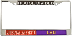 View Buying Options For The Louisiana-Lafayette + LSU House Divided Split License Plate Frame