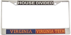 View Buying Options For The Virginia + Virginia Tech House Divided Split License Plate Frame