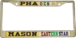 View Buying Options For The Mason - PHA + Eastern Star Split License Plate Frame