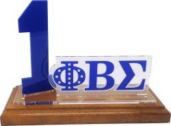 View Buying Options For The Phi Beta Sigma Acrylic Desktop Line #1 With Wooden Base
