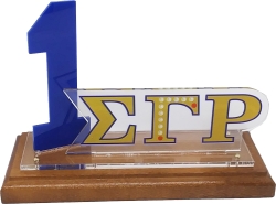 View Buying Options For The Sigma Gamma Rho Acrylic Desktop Line #1 With Wooden Base