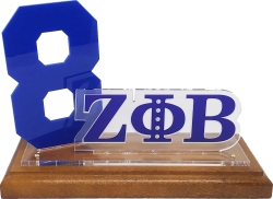 View Buying Options For The Zeta Phi Beta Acrylic Desktop Line #8 With Wooden Base