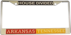 View Buying Options For The Arkansas + Tennessee House Divided Split License Plate Frame