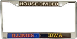 View Buying Options For The Illinois + Iowa House Divided Split License Plate Frame