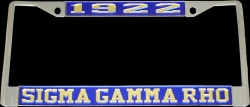 View Buying Options For The Sigma Gamma Rho Year 1922 License Plate Frame