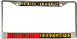 View Buying Options For The Georgia + Georgia Tech House Divided Split License Plate Frame