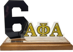 View Buying Options For The Alpha Phi Alpha Acrylic Desktop Line #6 With Wooden Base
