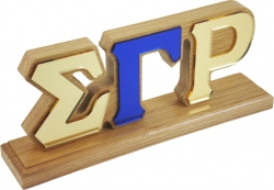 View Buying Options For The Sigma Gamma Rho Wood Desk Top Letters With Color Base