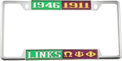 View Buying Options For The Links + Omega Psi Phi Split License Plate Frame
