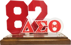 View Buying Options For The Delta Sigma Theta Acrylic Desktop Line #82 With Wooden Base