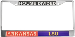 View Buying Options For The Arkansas + LSU House Divided Split License Plate Frame