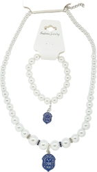 View Buying Options For The Zeta Phi Beta Crest Charm Pearl Bracelet & Necklace Set
