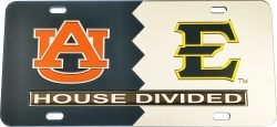View Buying Options For The Auburn + East Tennessee State (ETSU) House Divided Split License Plate Tag