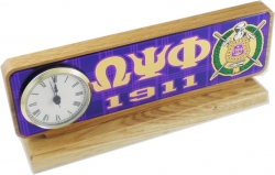 View Buying Options For The Omega Psi Phi Wood Desk Top Clock