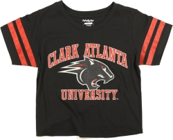 View Buying Options For The Big Boy Clark Atlanta Panthers S4 Foil Cropped Womens Tee