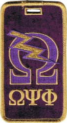 View Buying Options For The Omega Psi Phi Que Lightning Bolt Velour Luggage Tag