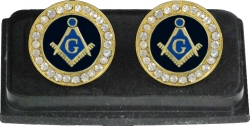 View Buying Options For The Mason Blue House Symbol Stone Crystal Round Mens Cuff Links