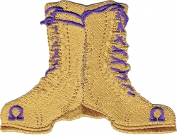 View Buying Options For The Omega Psi Phi Gold Boots Iron-On Patch