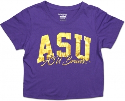 View Buying Options For The Big Boy Alcorn State Braves Foil Cropped Ladies Tee