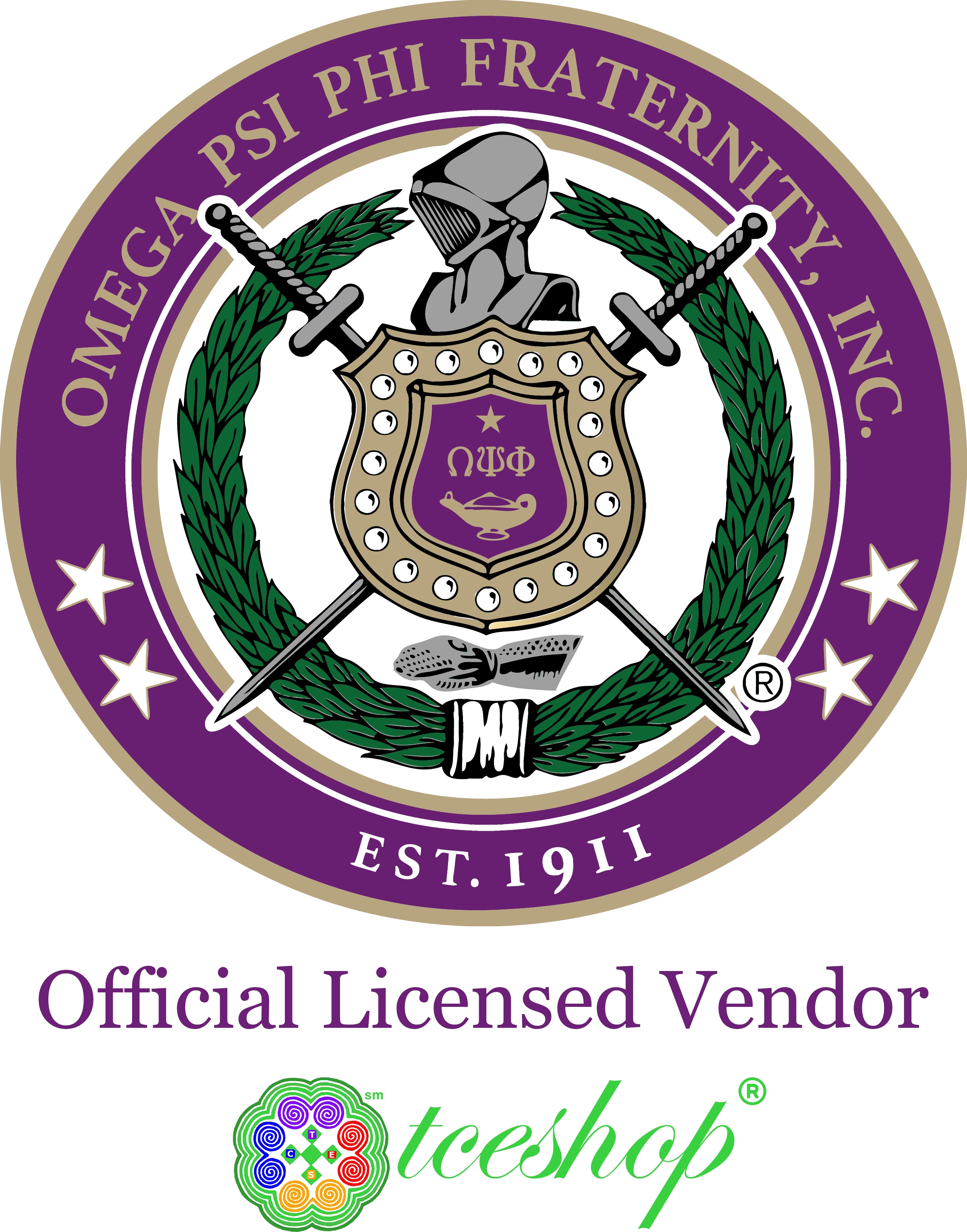 Omega Psi Phi Escutcheon Shield Wreath Emblem Iron-On Patch