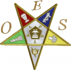 View Buying Options For The Eastern Star Emblem Pentagram Up Iron-On Patch