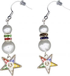 View Buying Options For The Order Of The Eastern Star Pearl Earrings With Shield