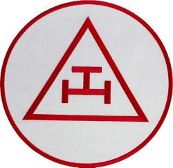 View Buying Options For The Mason Triple Tau Royal Arch Symbol Round Iron-On Patch