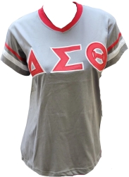 View Buying Options For The Buffalo Dallas Delta Sigma Theta Striped V-Neck T-Shirt