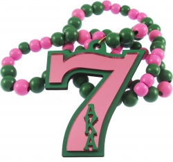 View Buying Options For The Alpha Kappa Alpha Line #7 Mirror Wood Color Bead Tiki Necklace